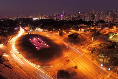 Aerial view of ibirapuera's park at night, são paulo brazil. great landscape.