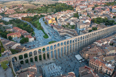 High angle view of buildings in city