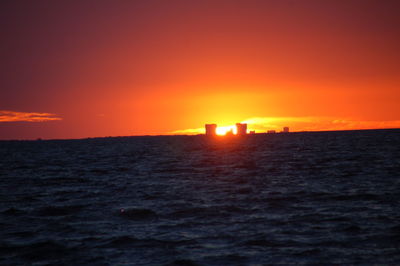 Scenic view of sunset over sea