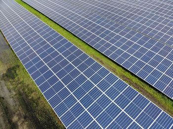 High angle view of solar panels