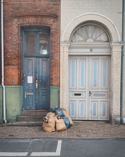 Closed door of building