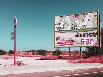 Sign board on road