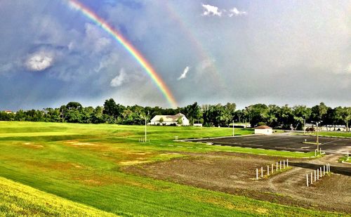 Rainbow over field