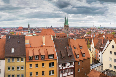 View of nuremberg historic center from castle wall, germany