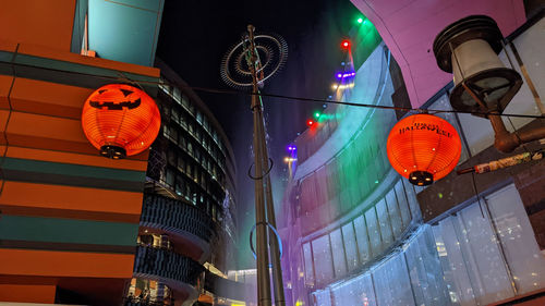 Low angle view of illuminated lanterns