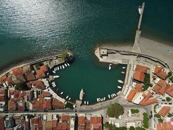 Aerial top down photo of nafpaktos port 