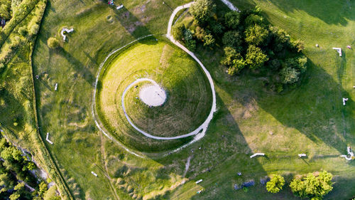 High angle view of golf course