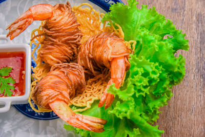 Close-up of fresh meal served in plate