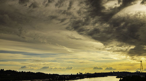 Scenic view of silhouette landscape against sky during sunset