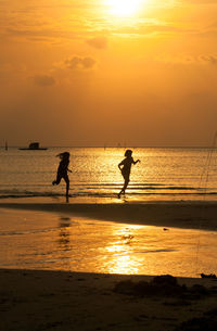 Silhouette of people on beach