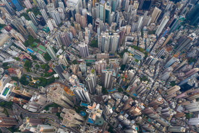 High angle view of city buildings