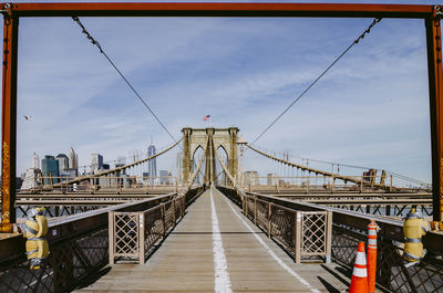 View of suspension bridge against sky