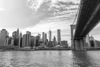 View of buildings in city against cloudy sky