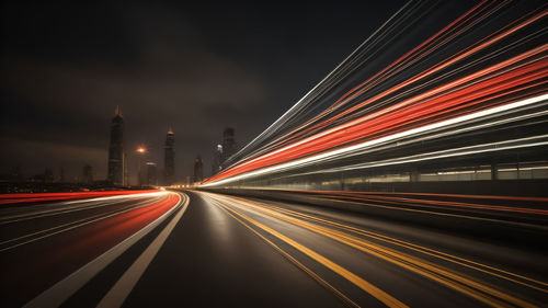 Light trails on highway at night