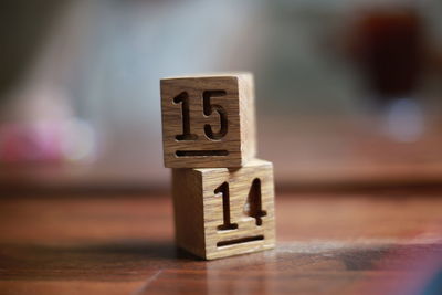 Close-up of stuffed toy on wood