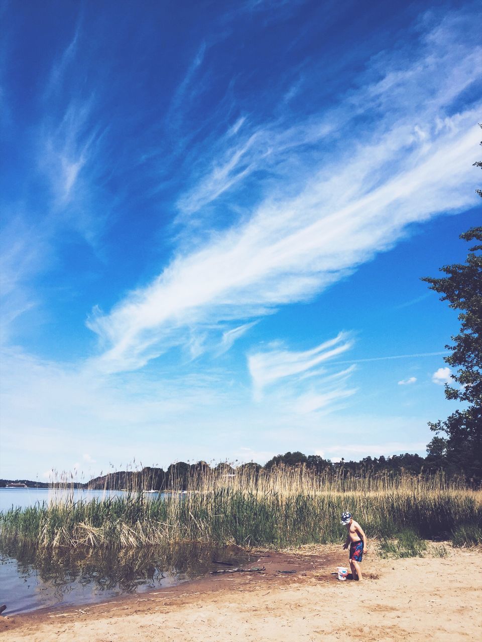 sky, one person, real people, cloud - sky, full length, day, outdoors, leisure activity, standing, men, nature, tree, lifestyles, scenics, grass, beauty in nature, people