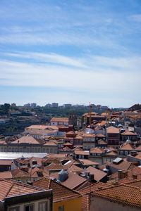 High angle view of townscape against sky