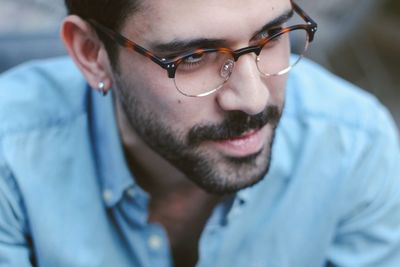 Close-up of mid adult man wearing eyeglasses
