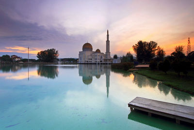 Reflection of building in water