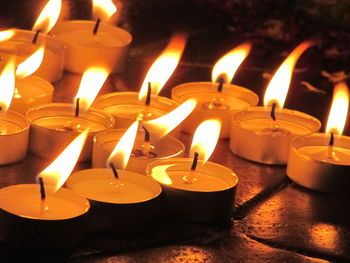 Close-up of lit candles