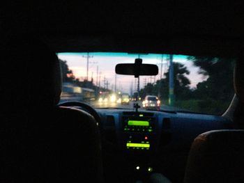 Road passing through car windshield