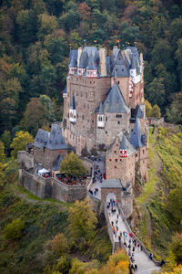 High angle view of historic building