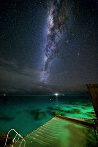 Scenic view of sea against sky at night