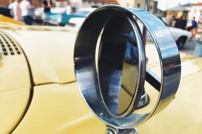 Close-up of vintage car side-view mirror