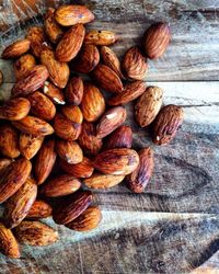 Directly above shot of almonds on cutting board