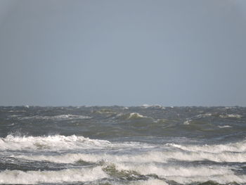 Scenic view of sea against clear sky