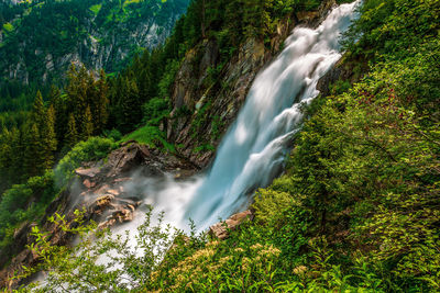 Panoramic view of the krimml waterfalls, the highest waterfalls in austria.