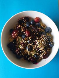 Directly above shot of breakfast in bowl on table