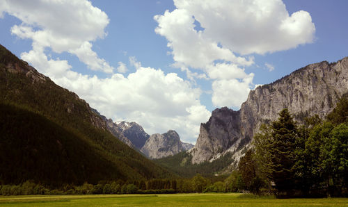 Scenic view of mountains against sky