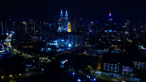 Illuminated city at night