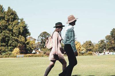 People in park against sky