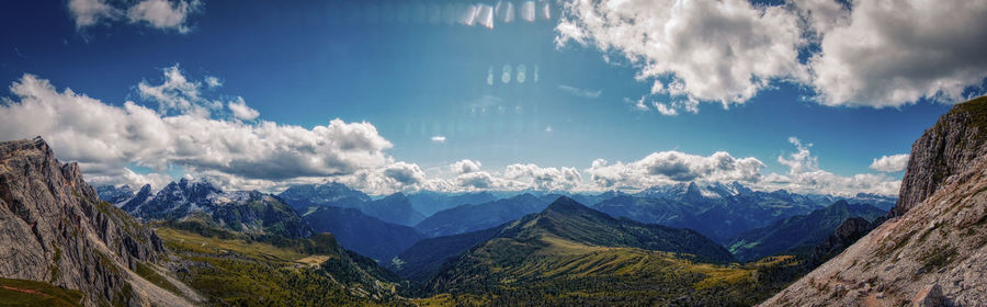 Panoramic view of mountains against sky