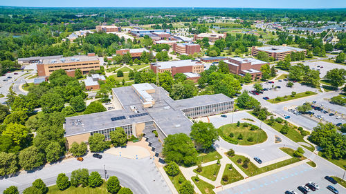 High angle view of townscape against sky