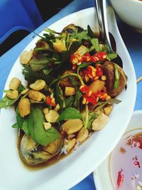 Close-up of salad in plate on table