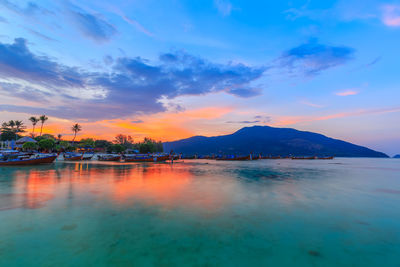 Scenic view of sea against sky during sunset