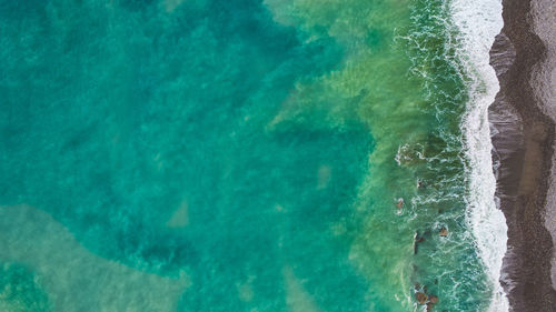 Aerial view of turquoise sea