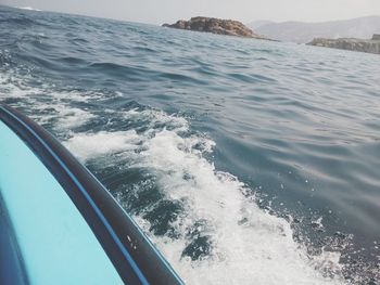 Cropped image of boat in sea