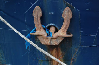 Close-up of rope against blue sky