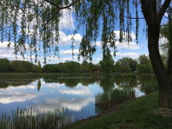 Scenic view of lake against sky