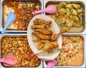 Directly above shot of street food for sale at market