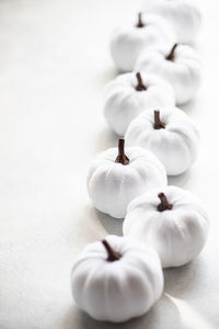 White pumpkins on table