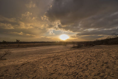 Scenic view of field against sky during sunset