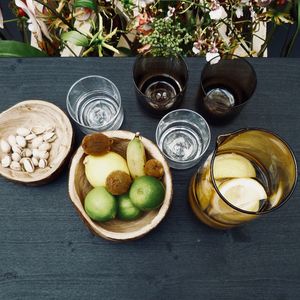 High angle view of fruits on table