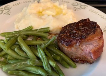 High angle view of meal served in plate