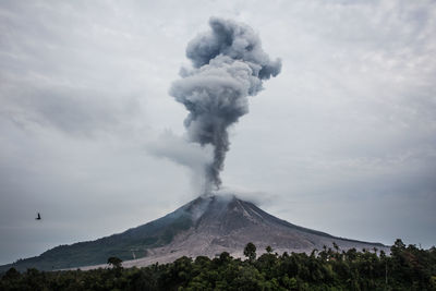 Scenic view of volcanic mountain against sky