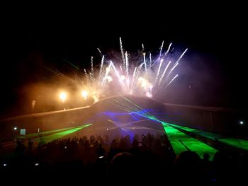Firework display at night